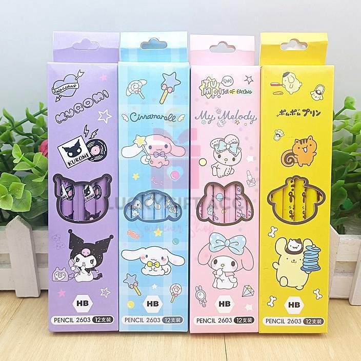 

STOK TERBARU 12 Pcs Pensil Sanrio Set Pensil Anak Lucu Kartun Jepang Cinnamorol Kuromi Melody