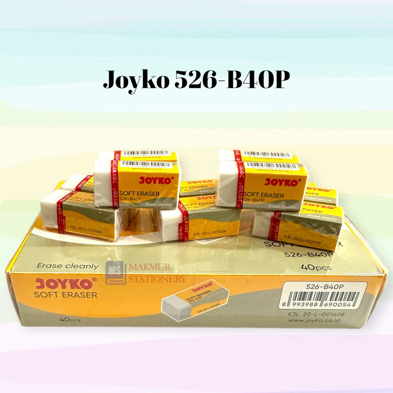 

AMS ( 10 buah ) Penghapus Setip Stip Pensil Eraser Joyko 526 - B40 Kecil Putih dan Hitam