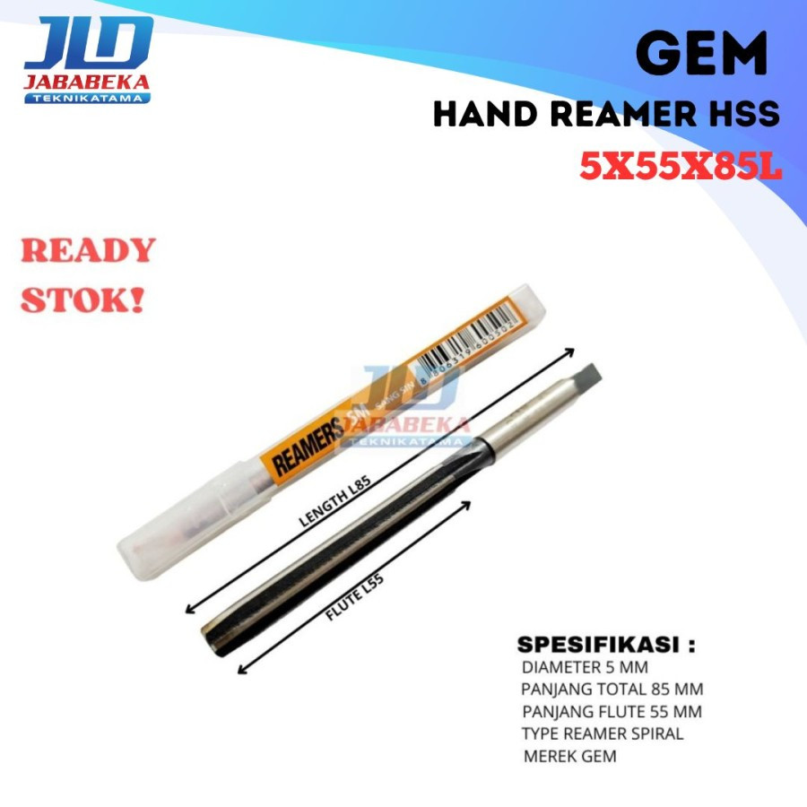 GEM-Hand Reamer 5 mm / Hand Reamer 5mm Mesin Reamer Lurus Merek GEM