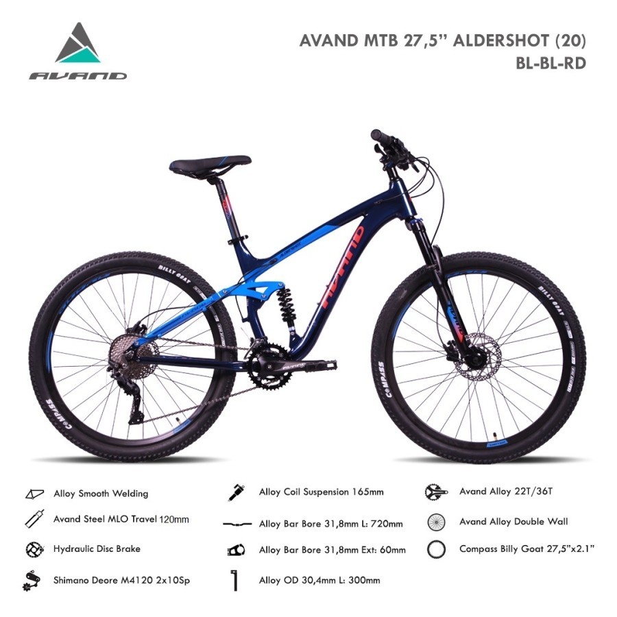 Sepeda Gunung 27.5" Inch MTB AVAND ALDERSHOT Full Suspensi By United