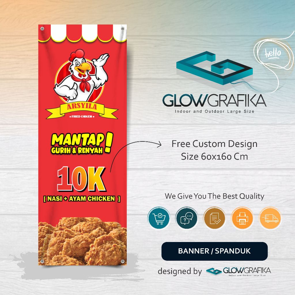 Cetak Spanduk Banner Fried chicken Custom