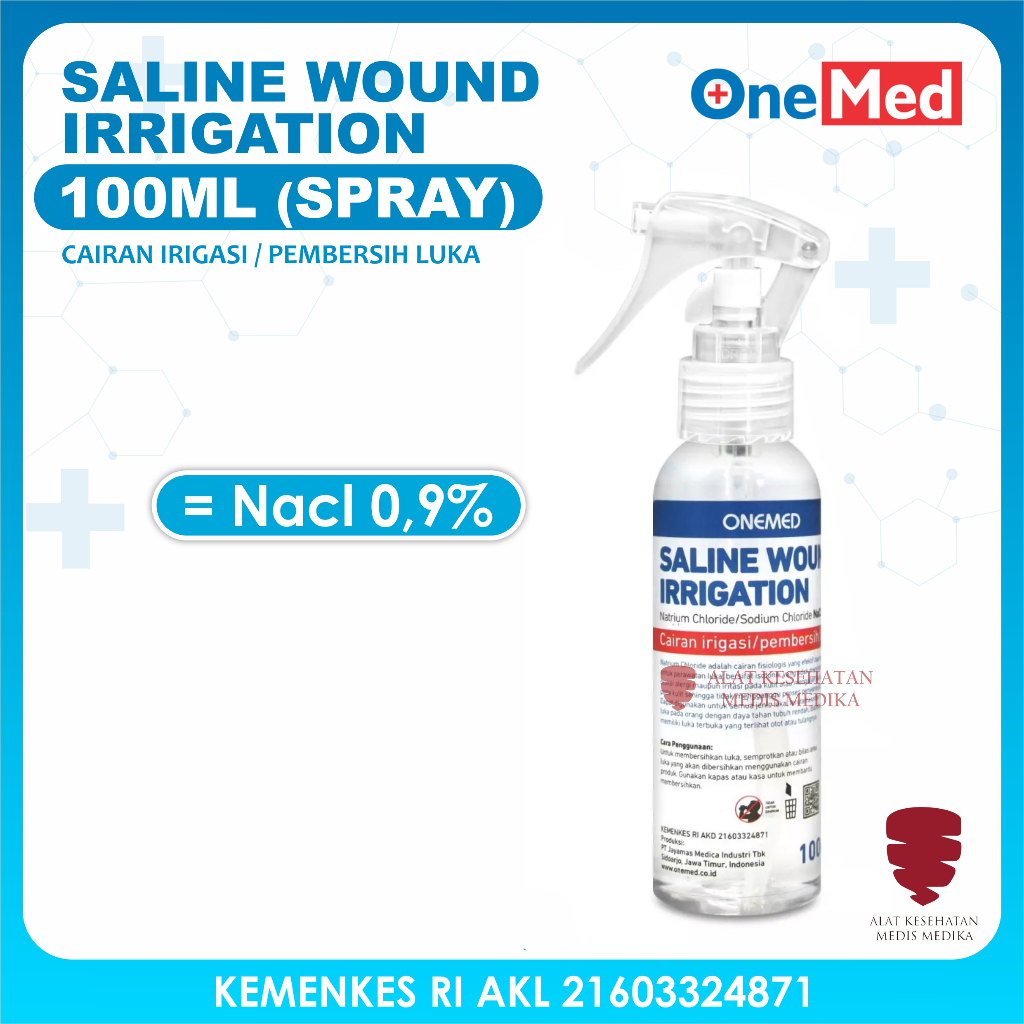 Saline Wound Irrigation 100ml (Nacl 0.9%) Spray Cairan Basuh Cuci Pembersih Luka 100 ml Onemed