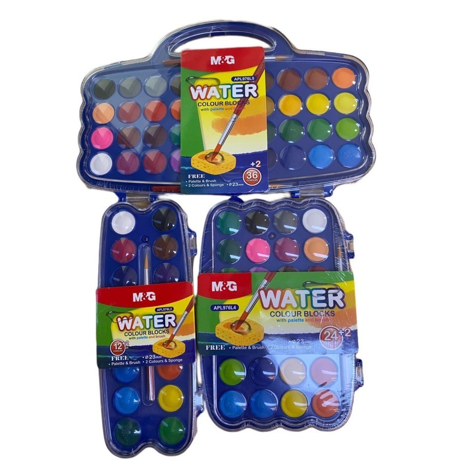 

M&G Watercolor Block Mini 23mm diameter isi 12 24 36 Warna APL976L3, APL976L4, APL976L5