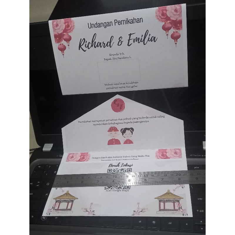 Cetak Undangan pernikahan custom shuang xi chinese wedding invitation
