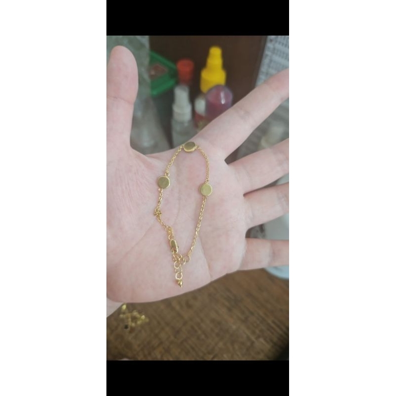 Gelang syahnaz paperclip paperlina koin queen elizabeth unik emas asli 375 8k