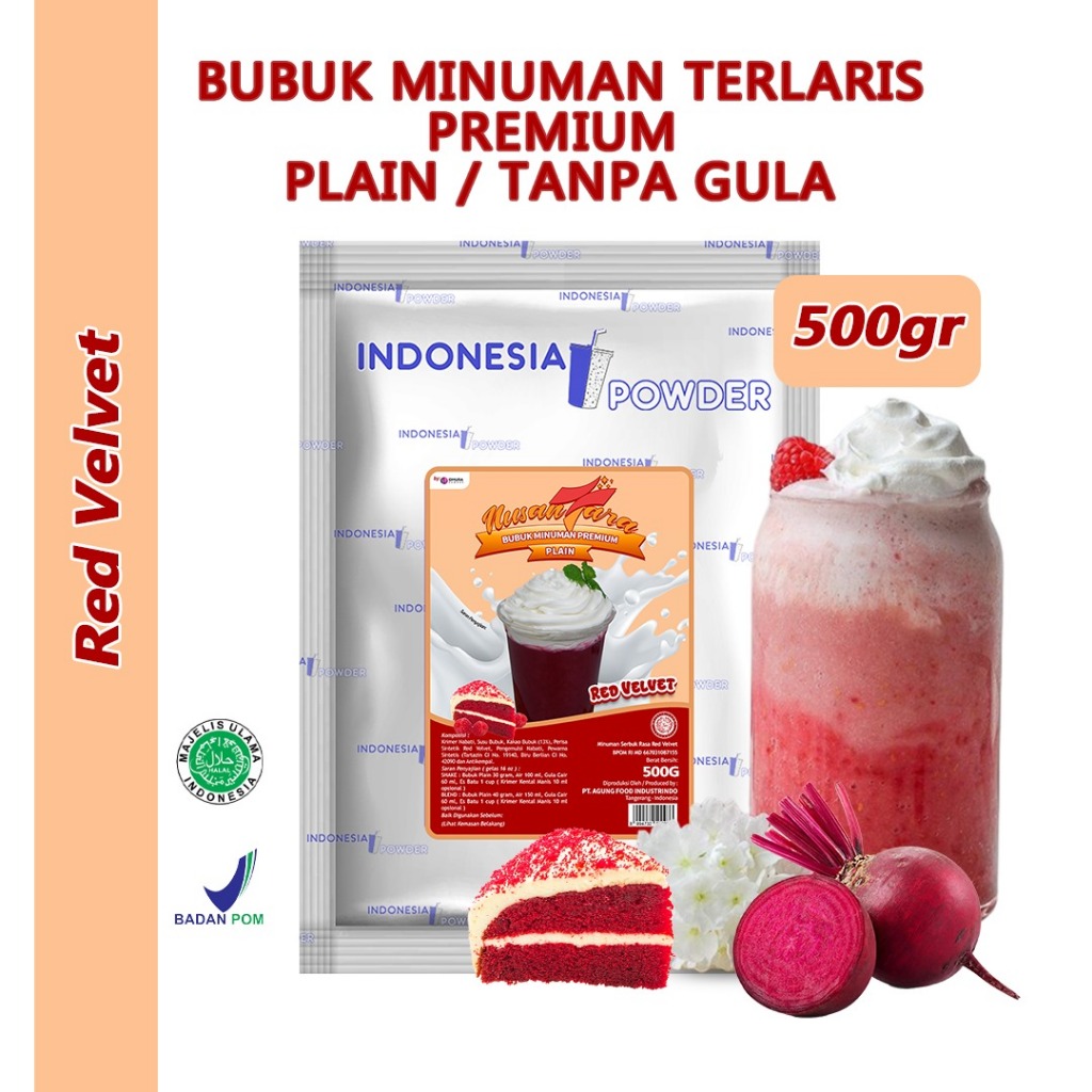 

NUSANTARA Bubuk Minuman Instant Premium Plain Tanpa Gula Horeca Rasa Red Velvet 500 Gr Omura Powder
