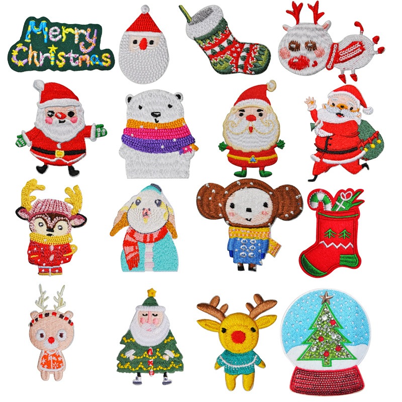 Patch Bordir Christmast Series Patch Bordir Natal Series Bordir Patch Santa Bordir Patch Natal Bordi