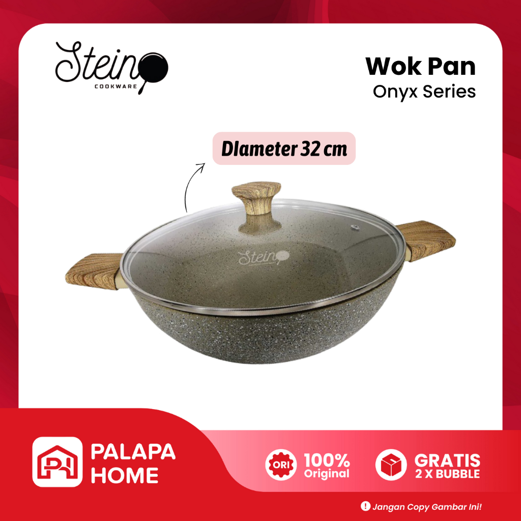 Steincookware Wokpan ONYX Anti Lengket Wok Pan 32 cm Stein Cookware Panci Wajan Teflon Granit