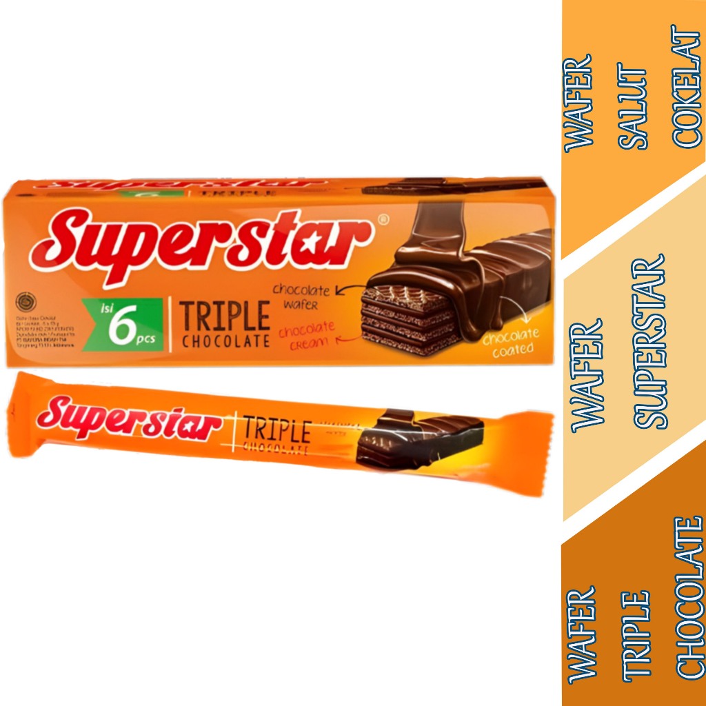 

Wafer Triple Chocolate - Superstar - Wafer Bersalut Cream Cokelat - 6pcs x 16gr