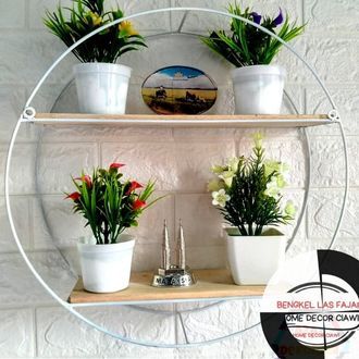 rak dinding besi bulat pajangan ruang tamu dan kamar