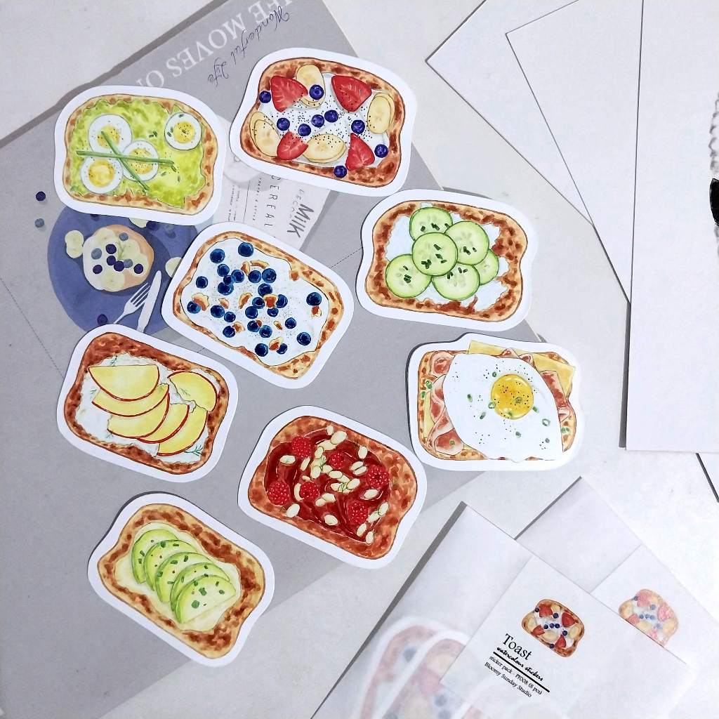 

Toast / Food Sticker Pack / Sticker ilustrasi / Sticker Die Cut