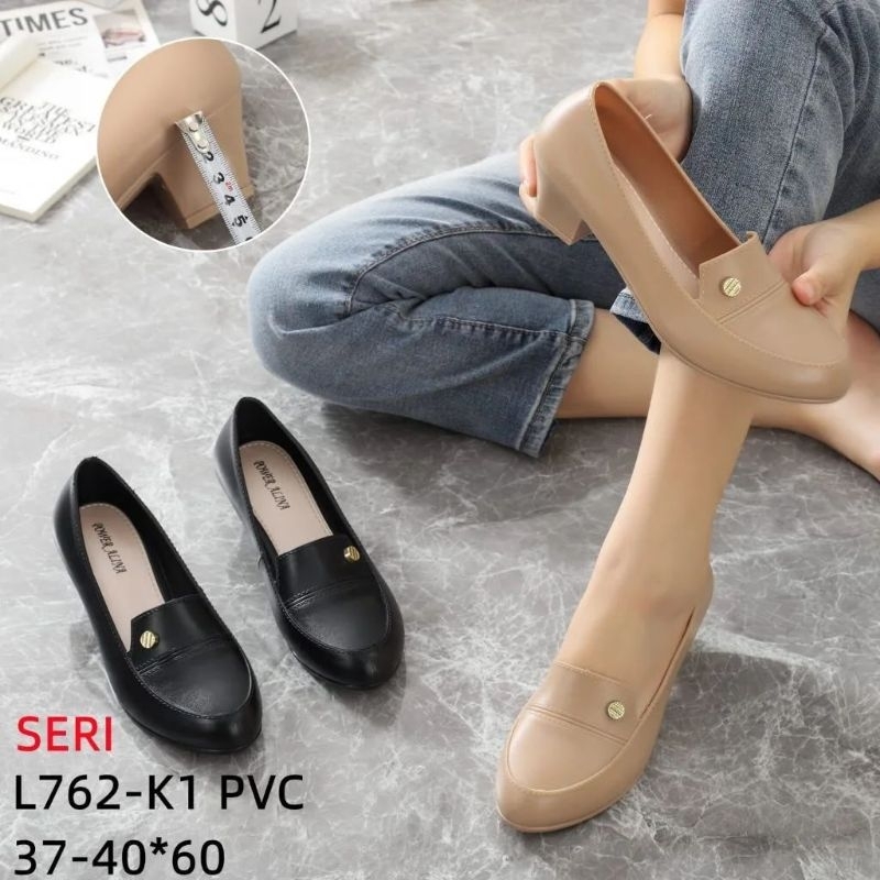 SEPATU WANITA PANSUS KARET HEELS 4CM ANTI SLIP JELLY SHOES IMPORT POWER ALINA L762 OCTAVIA
