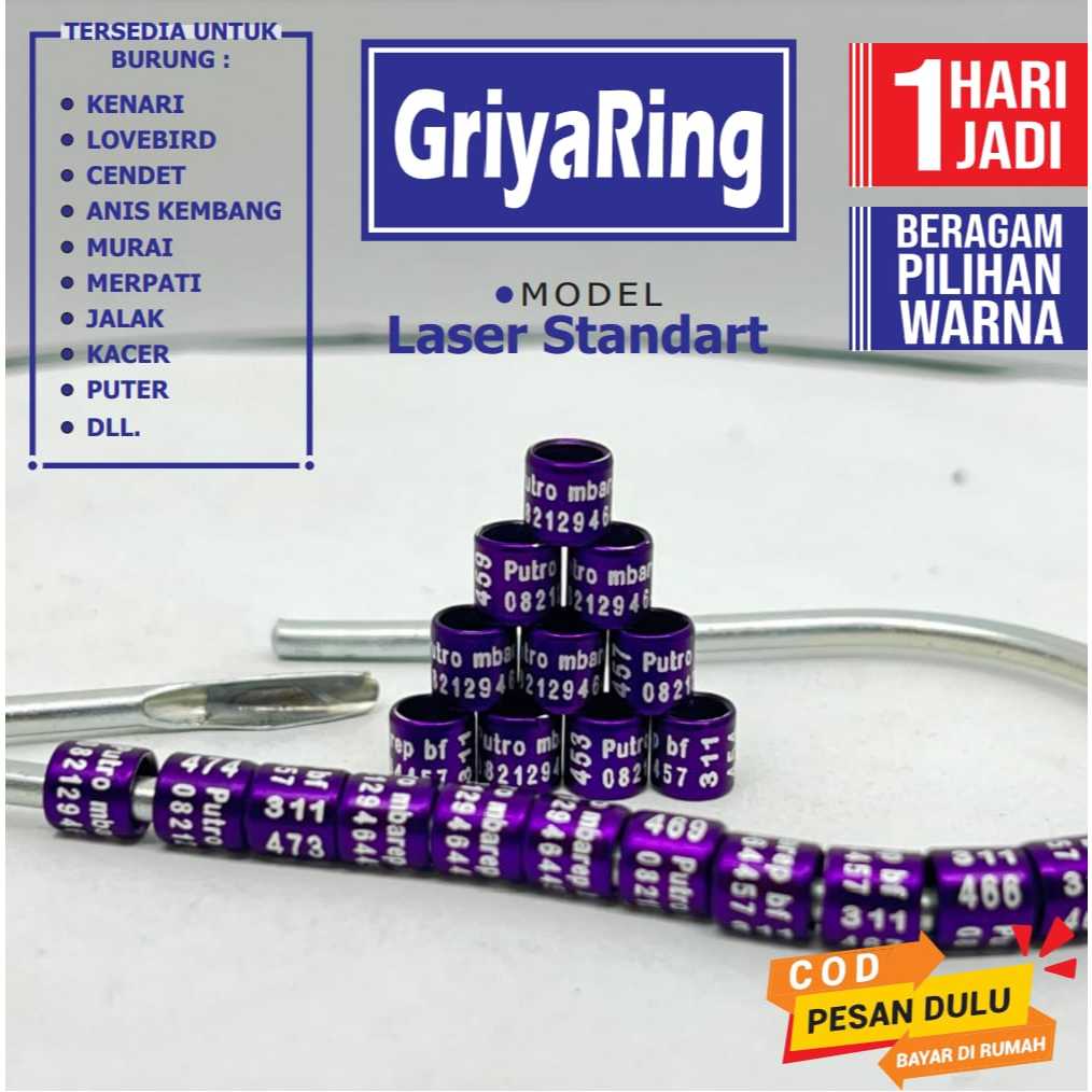 Ring Burung Laser Standart kenari prenjak cigun muraibatu kacer anis kembang punglor perkutut merpat