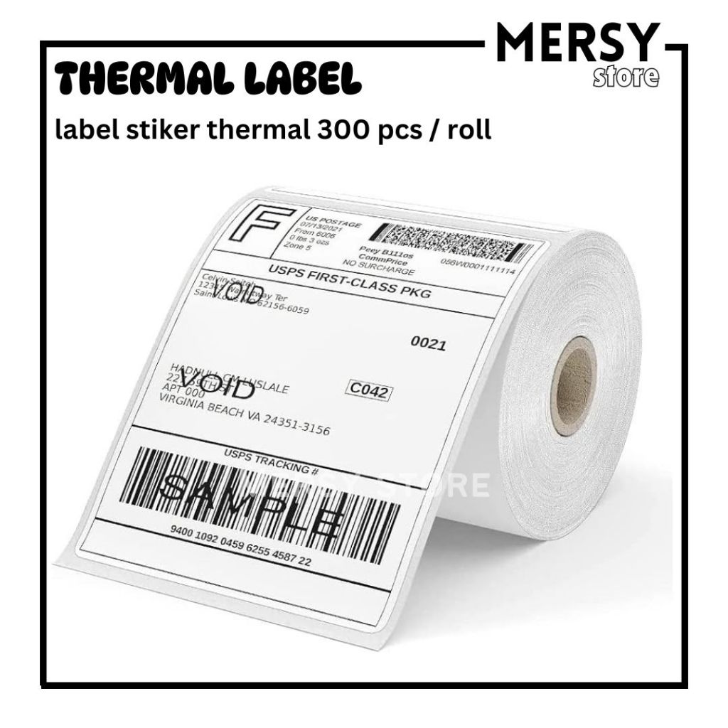 

Label Stiker Thermal 78mm x 100 mm isi 300 pcs / Roll