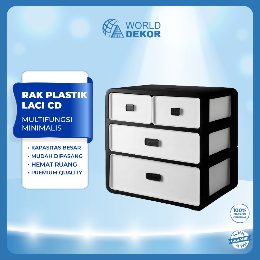 Rak Plastik CD Rak Laci Penyimpanan Multifungsi - Worlddekor