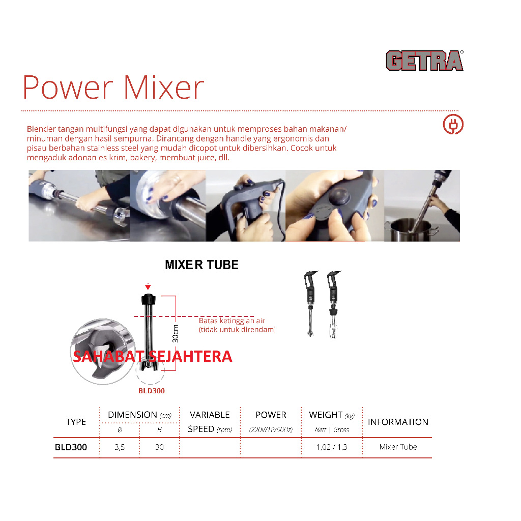 GETRA Mixer Tube BLD300 Pengaduk Adonan
