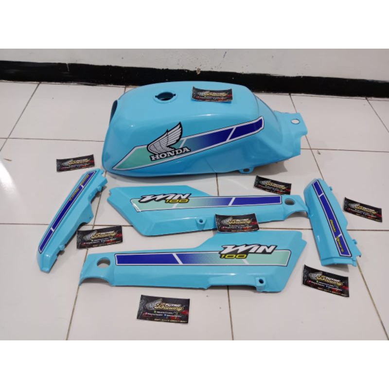 Paket Tangki Honda Win cover Body BOK Aki Honda Win 100 Fullset Biru Tosca Glossy
