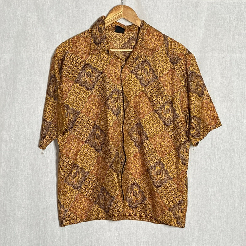 poshboy clasic pakaian atasan pria baju kemeja batik warna coklat