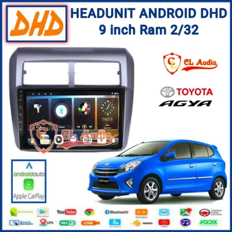 Head Unit Android DHD 9 Inch OEM Ayla/Agya Soket Pnp
