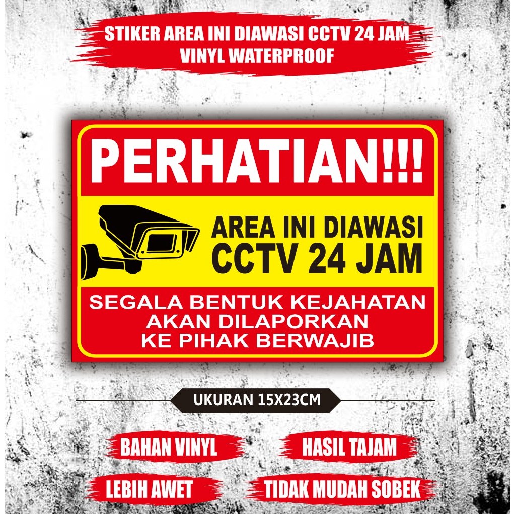 

Stiker vinyl area ini diawasi cctv 24 jam - stiker himbauan pengawasan cctv