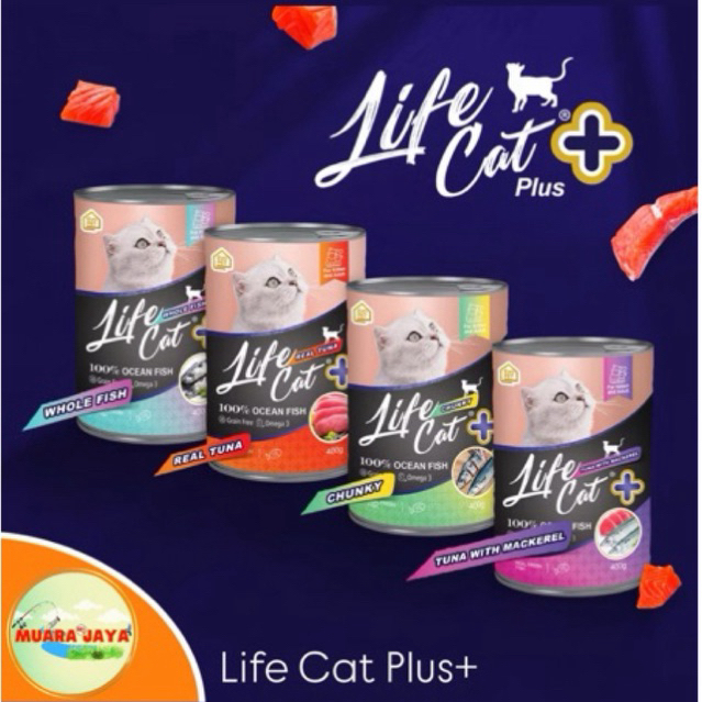 Life cat plus + complete kaleng wet cat food / makanan basah kaleng life cat +