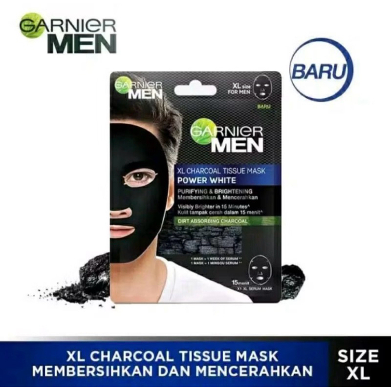 Garnier Men Power White Sheet Mask Tissue XL Charcoal