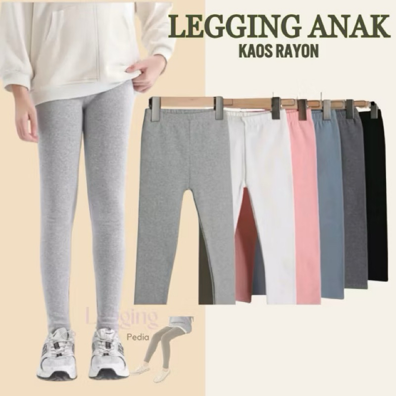 Legging Anak Kaos Rayon/ Legging Anak Perempuan Usia 5-15 Tahun