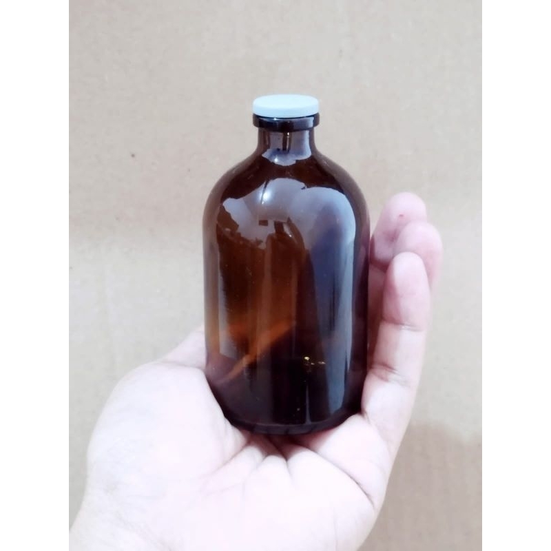 Botol kaca 100ml coklat tebal mulut kecil / Vial / amber / tester / parfum / souvenir / coklat