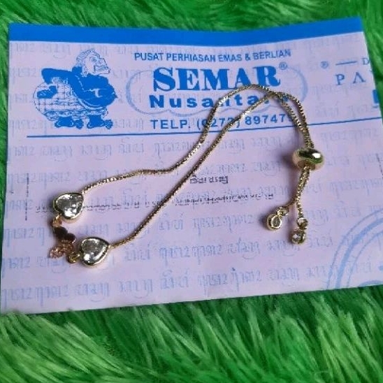 Gelang Tali Serut love Variasi kupu 0,2gram Semar Nusantara