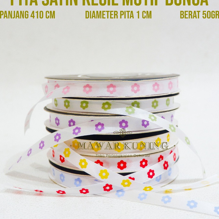 

PRODUK UNGGULAN 1 CM X 41 M Pita Satin Kecil Motif Bunga Pita Kado