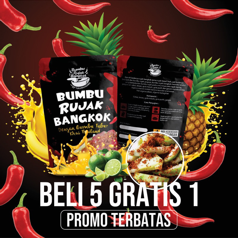 

BUMBU RUJAK BANGKOK KHAS THAILAND SPESIAL PROMO BELI 5 GRATIS 1 150gram