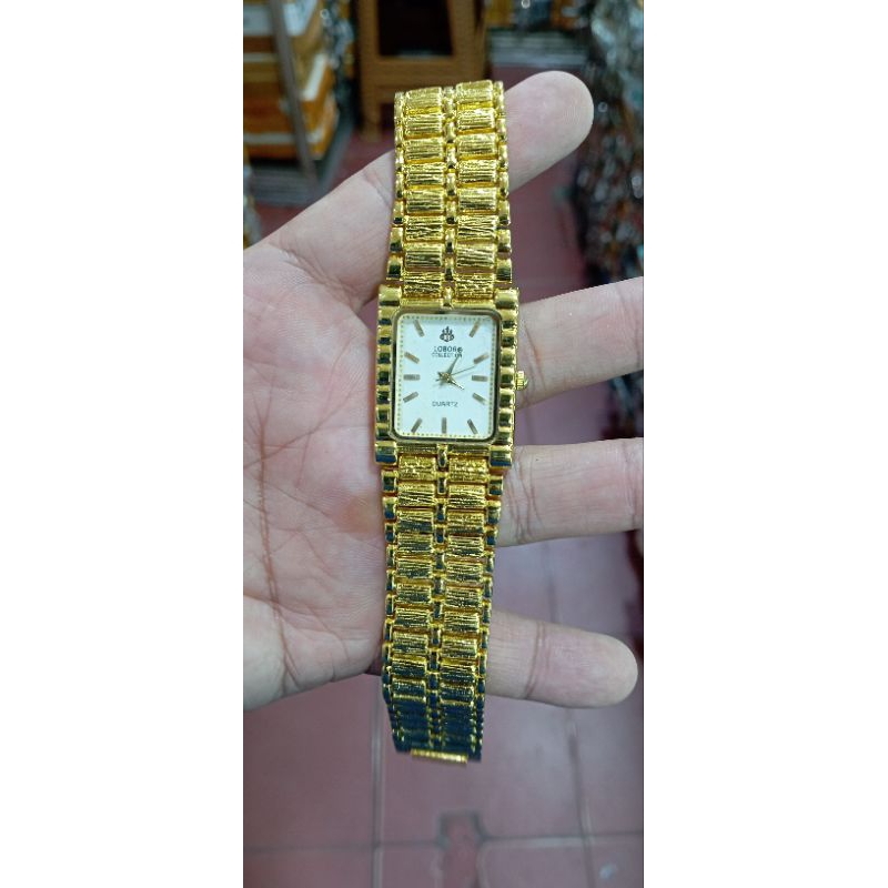 jam tangan pria quartz lobor stenlis steel klasik gold vintage elegant water resist