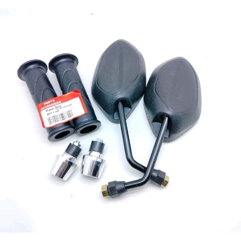spion beat hitam standar ori + handgrip honda ori + jalu stang PCX universal honda semua motor honda