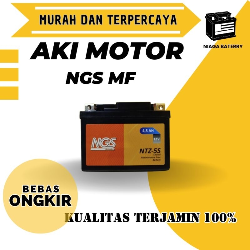 Aki motor kering NGS NTZ5S/GTZ5S untuk motor BEAT, VARIO 110, SCOOPY dll