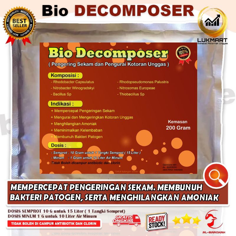 BIO DECOMPOSER - Pengering Sekam Pengurai kotoran Unggas - Vitamin Ayam - Forgil sumox forgen