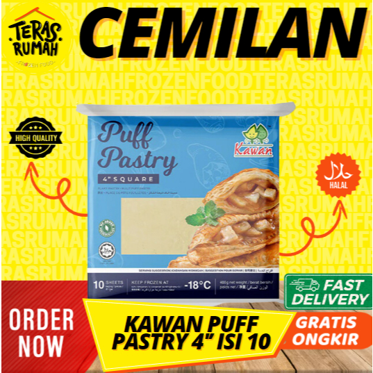 

KHUSUS INSTANT - KAWAN KULIT PUFF PASTRY INSTANT - 4'' SQUARE ISI 10