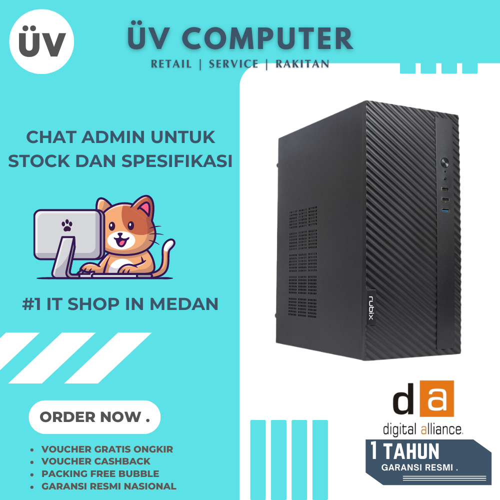 Casing PC Komputer Digital Alliance DA Rubix Essential 03 + PSU 350W | Mid Tower | Micro M-ATX Case 