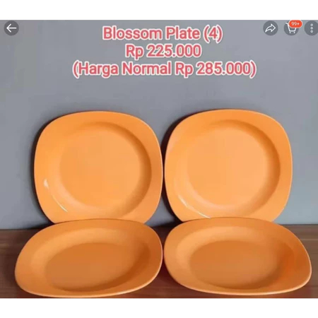 TUPPERWARE Blossom Plate  25,7cm Orange (set isi 4 buah / Ecer 1 Buah)