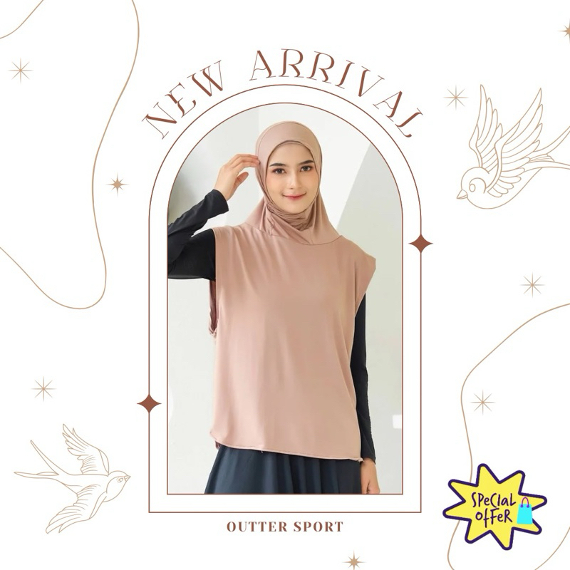 CREAMYLATTE Outer Olahraga Muslim include Hijab Premium