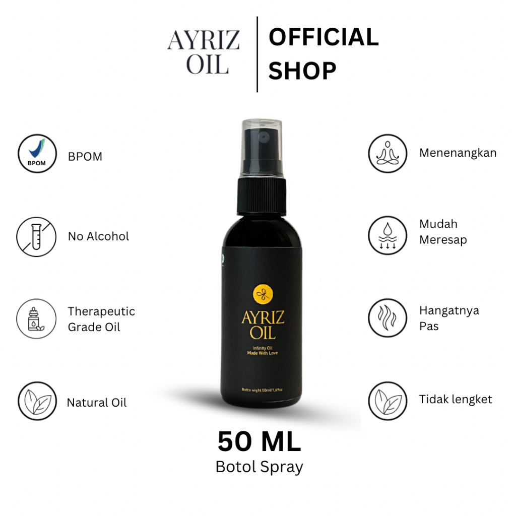 AYRIZ OIL SURABAYA  TRAVEL SIZE 50ML MINYAK TERAPI HERBAL MINYAK TERAPI HERBAL