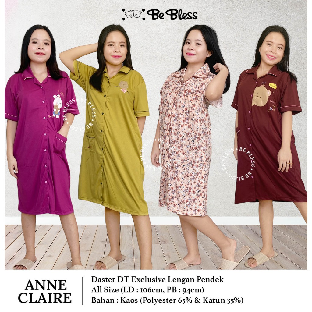 Daster DT Lengan Pendek All Size (Kancing Full) Anne Claire Exclusive Kaos Dewasa Bumil Busui Wanita
