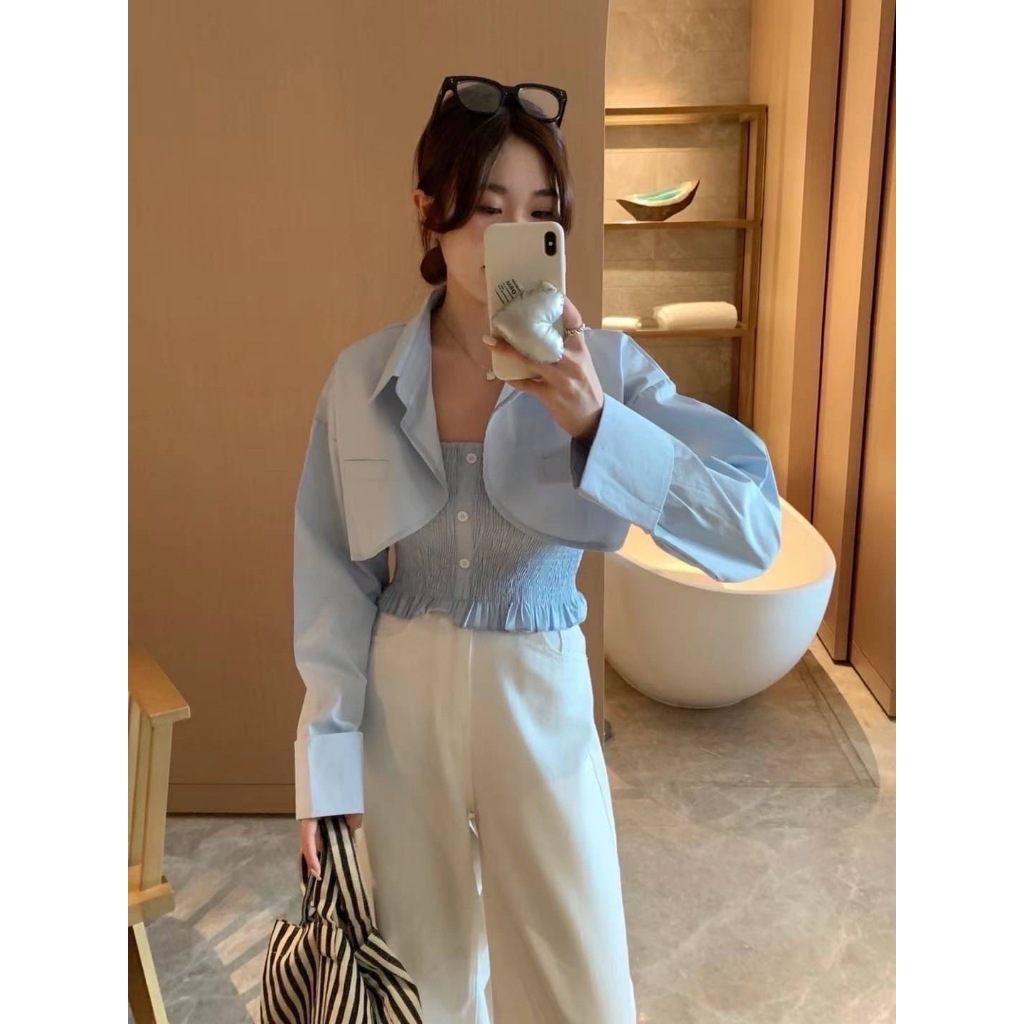 Set of 2 pcs : Coat + Smocked camisole