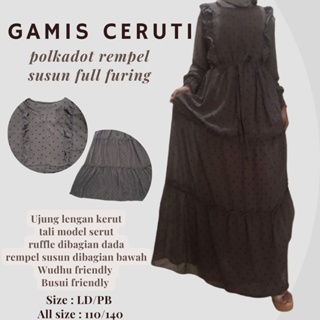 Gamis Ceruti polkadot rempel susun full furing
