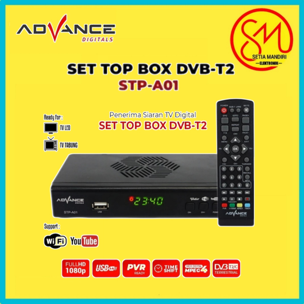 ADVANCE STB Digital TV Receiver Set Top Box DVB-T2 STPA01 / STP-A02 - STB