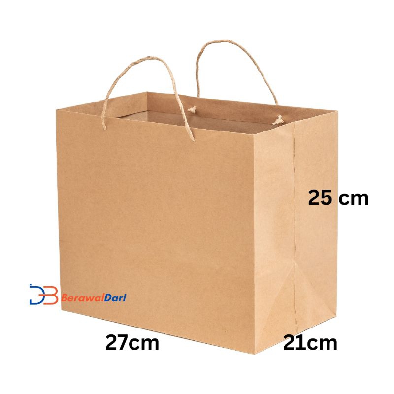 

Paperbag 27x21x25 polos ( READY STOK) tas kotak bento/tas nasi kotak/roti/Brownis