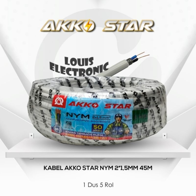 AKKO STAR NYM 2x1.5 Kabel Listrik SNI Tembaga Murni ( HARGA PERMETER )