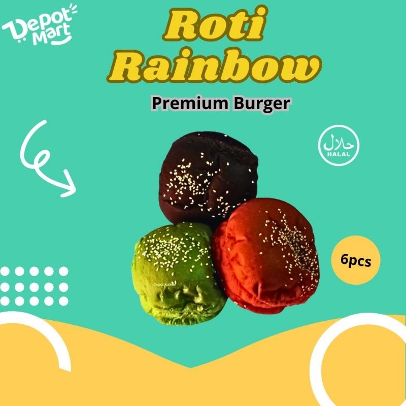 

Roti Burger Warna Warni / Roti Burger Pelangi / Roti Burger Rainbow isi 6 Pcs