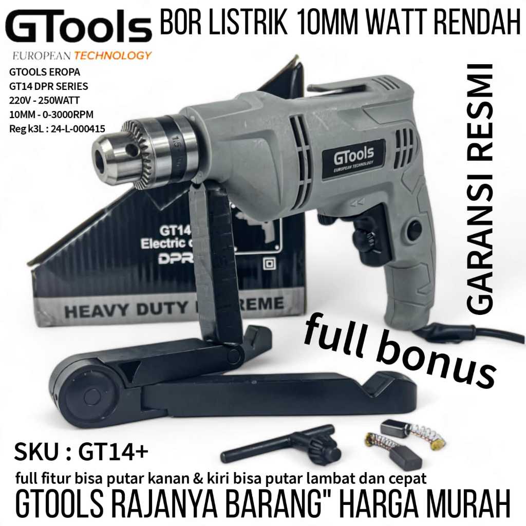 GTOOLS EROPA GT14+  Bor Listrik Set 10mm body baja GTOOLS EROPA  Bor Tembok Besi Kayu