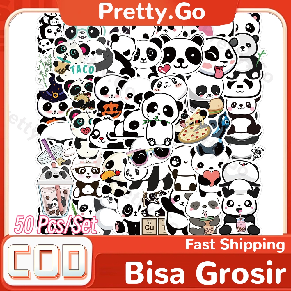 

50Pcs Stiker Kartun Panda Stiker Anti Air Stikers Berperekat Anti Air Sticker Decal Buat Motor Helm Buku Journal Koper Botol Laptop