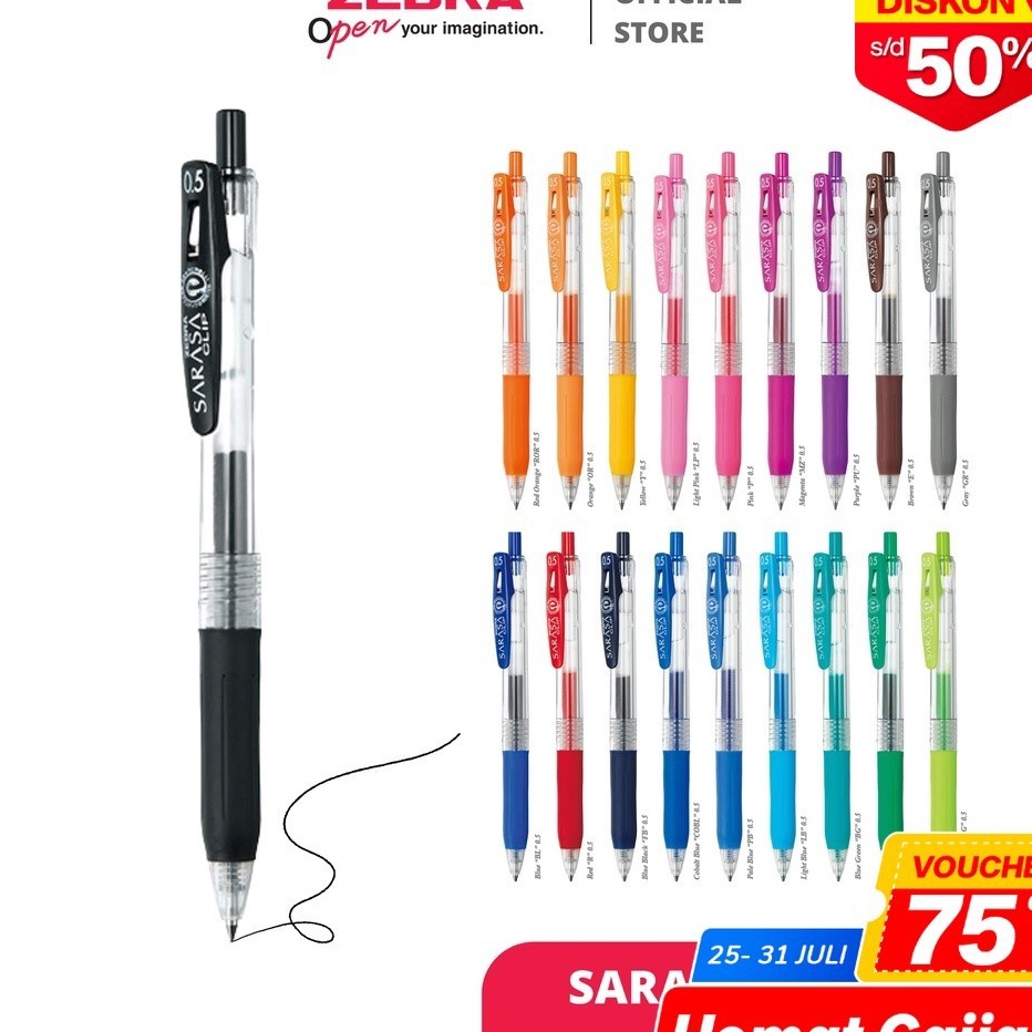 

KILAT Zebra Gel Pen Pulpen Sarasa Clip 5mm